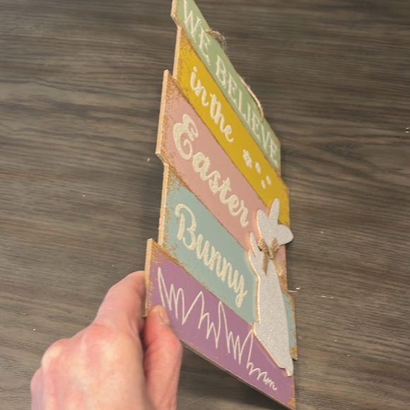 We Believe in the Easter Bunny Distressed Wall Sign - Picture 5 of 6